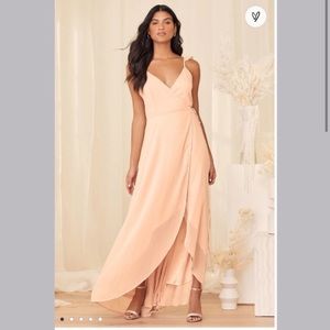 Lulu’s Here to Us Blush Pink High-Low Wrap Dress